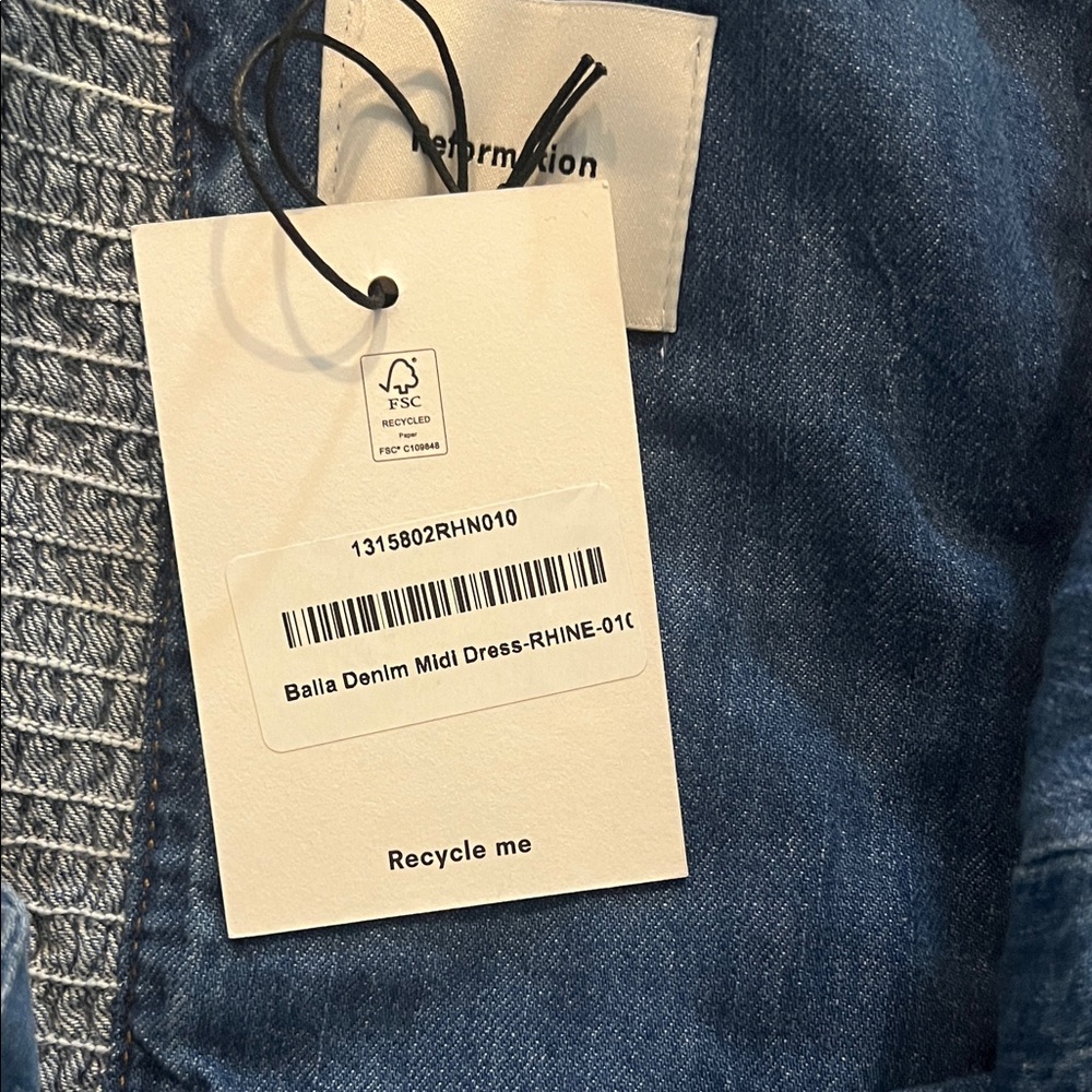 Reformation Denim Balia Midi Dress NWT - Picture 8 of 8